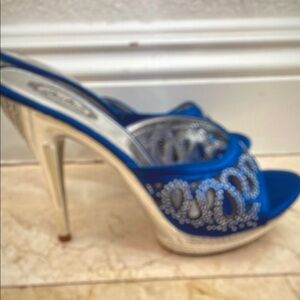 Fabutiq Blue Embellished Heels